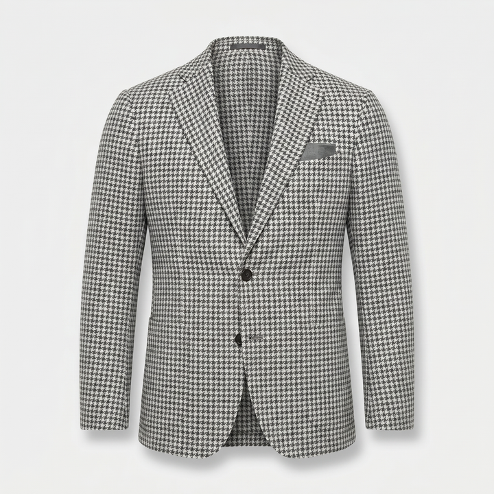 Sacou slim fit cu model pepit din amestec de lână pentru bărbați