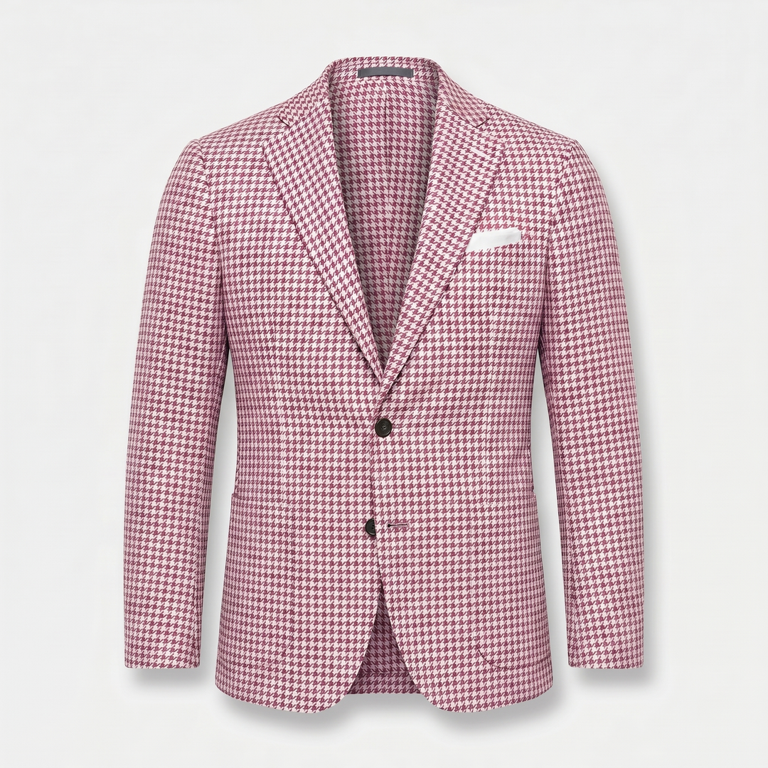 Sacou slim fit cu model pepit din amestec de lână pentru bărbați