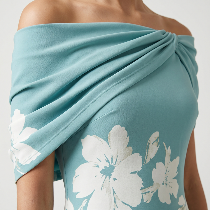 Schulterfreies Satin-Midikleid für Damen