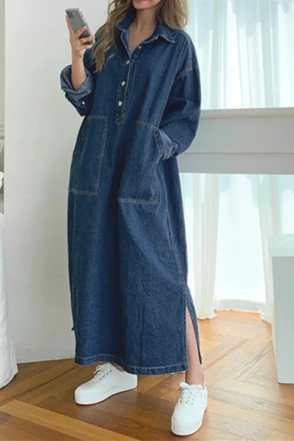 Jeans_Maxikleid_fuer_Damen_Oversized_mit_Kragen_und_Taschen_5