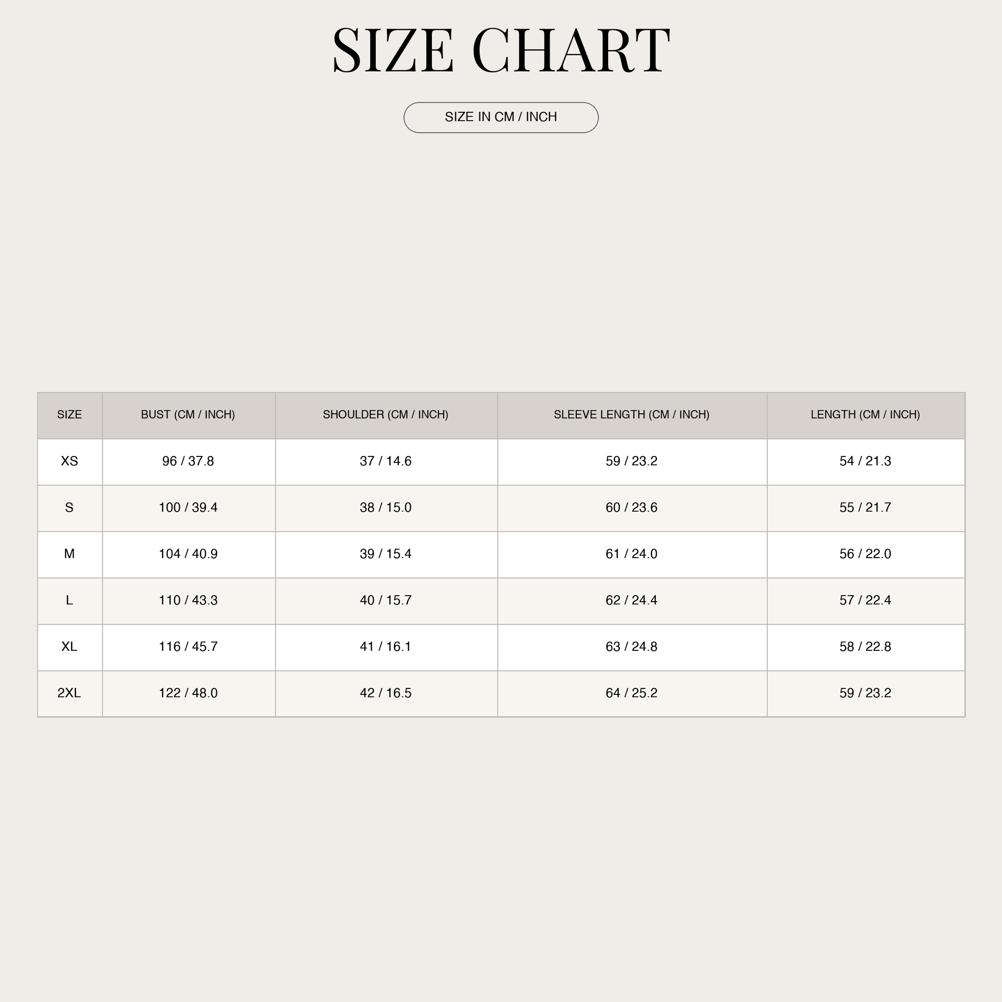 Size chart