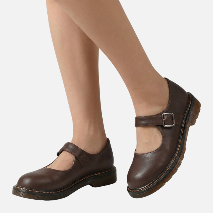 Classiche scarpe Mary Jane con cinturino e suola piatta da donna
