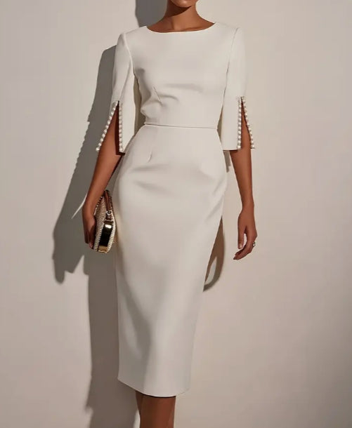 Kleid_fuer_Damen_Schlitzaermel_mit_Rundhalsausschnitt_2