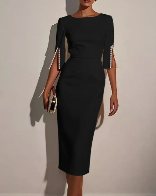 Kleid_fuer_Damen_Schlitzaermel_mit_Rundhalsausschnitt_3