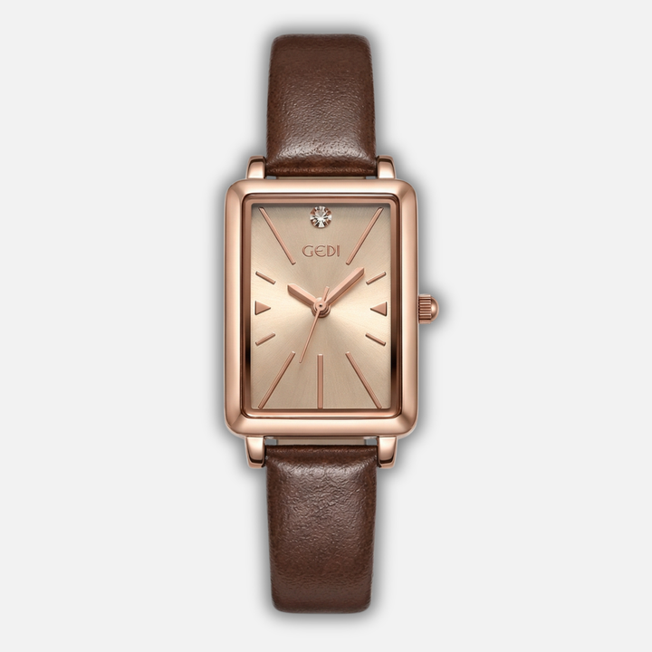 Small rectangular watch with adjustable suede strap for women & men