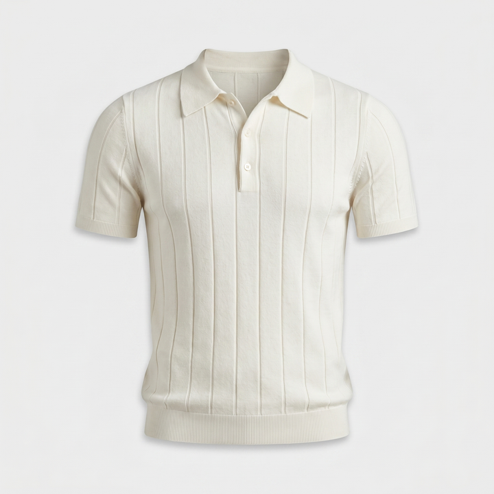 Slim-Fit Strick-Poloshirt mit geripptem Saum für Herren