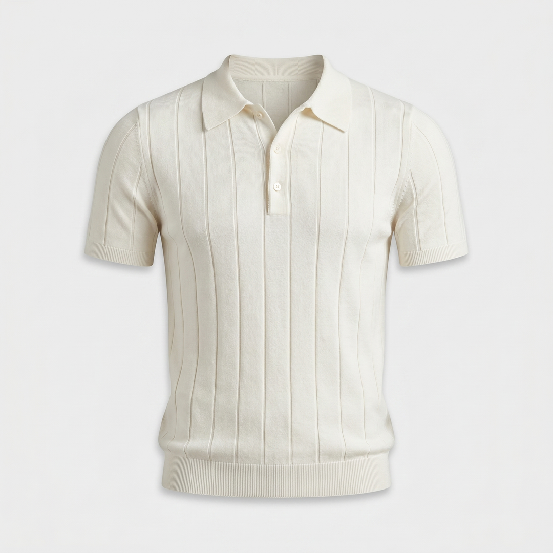 Slim-Fit Strick-Poloshirt mit geripptem Saum für Herren