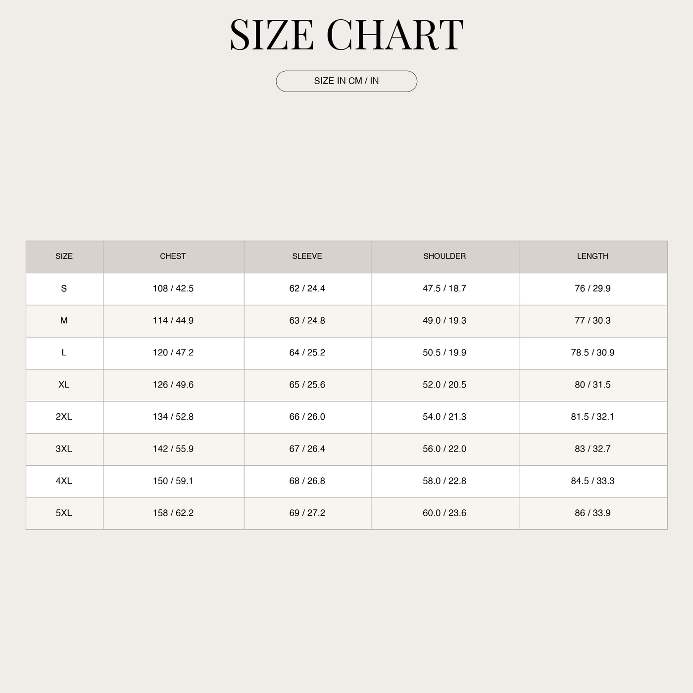 Άνετο πουκάμισο casual από βαμβάκι για άνδρες size chart