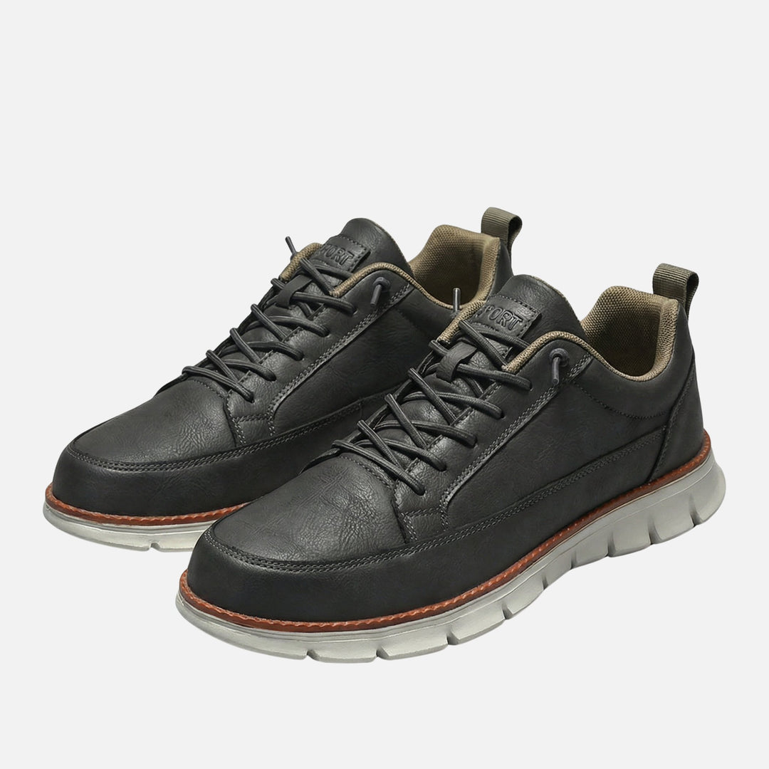 Velour Leather Look Casual Sneakers with Comfort Fit for Men