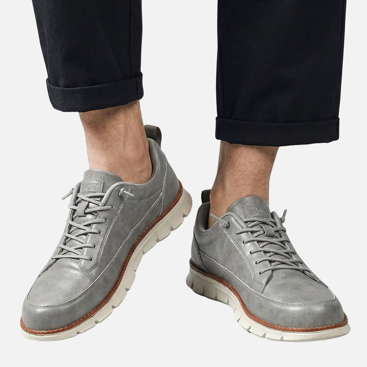 Velour Leather Look Casual Sneakers with Comfort Fit for Men
