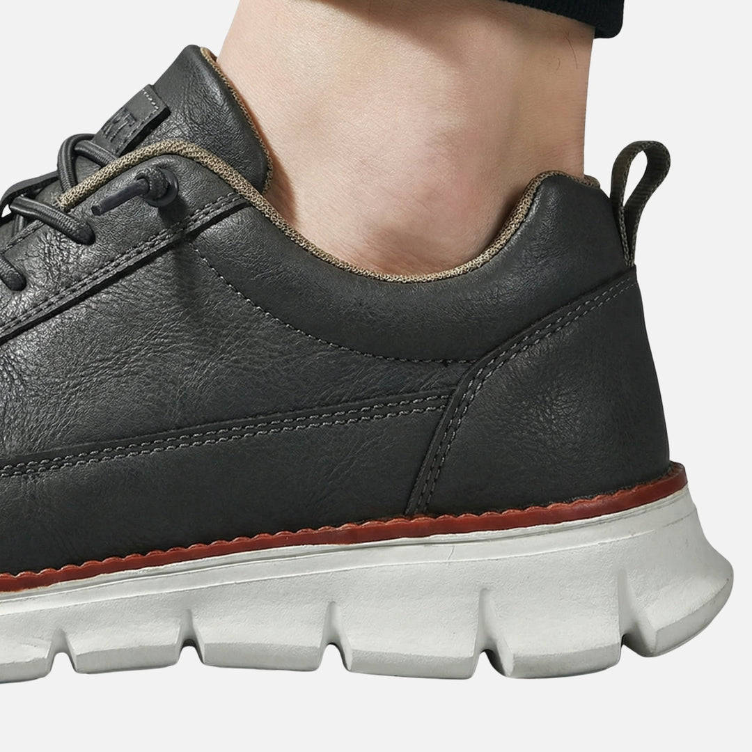 Velour Leather Look Casual Sneakers with Comfort Fit for Men