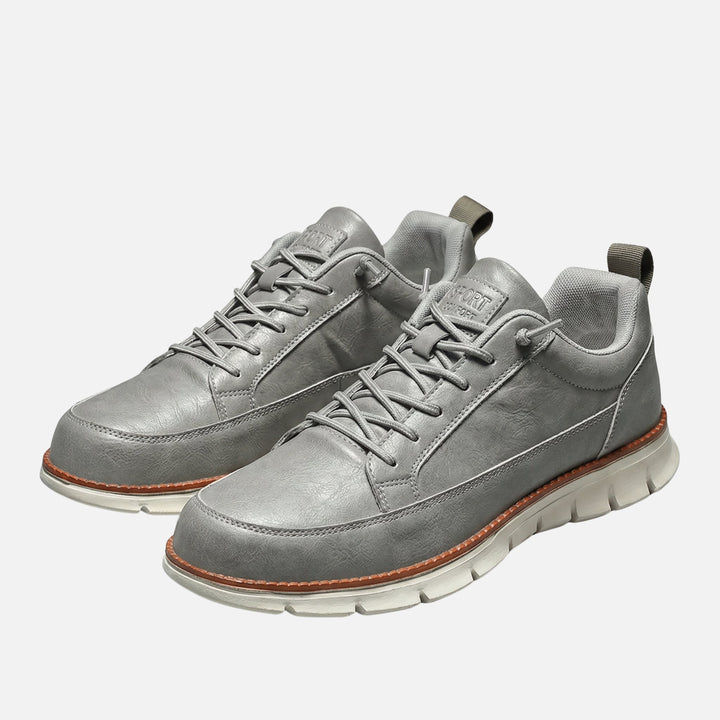Velour Leather Look Casual Sneakers with Comfort Fit for Men