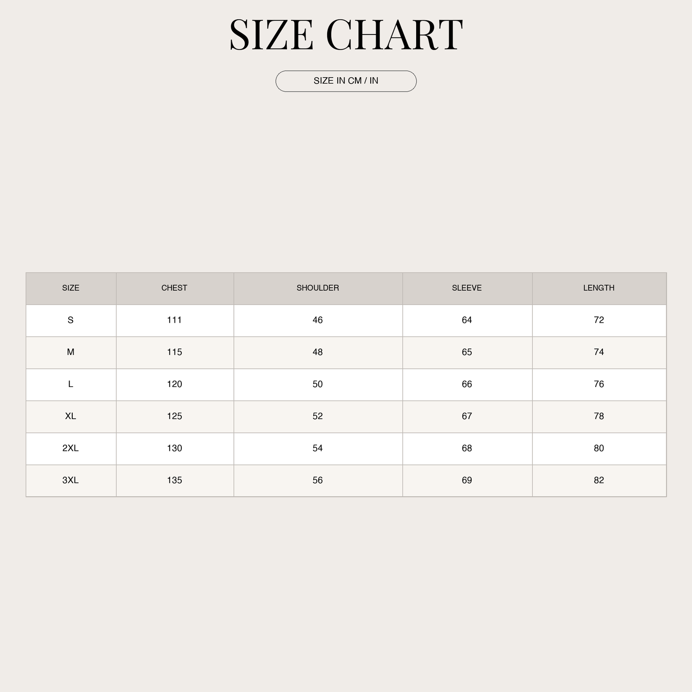 Camicia in cotone a maniche lunghe con colletto button-down da uomo size chart
