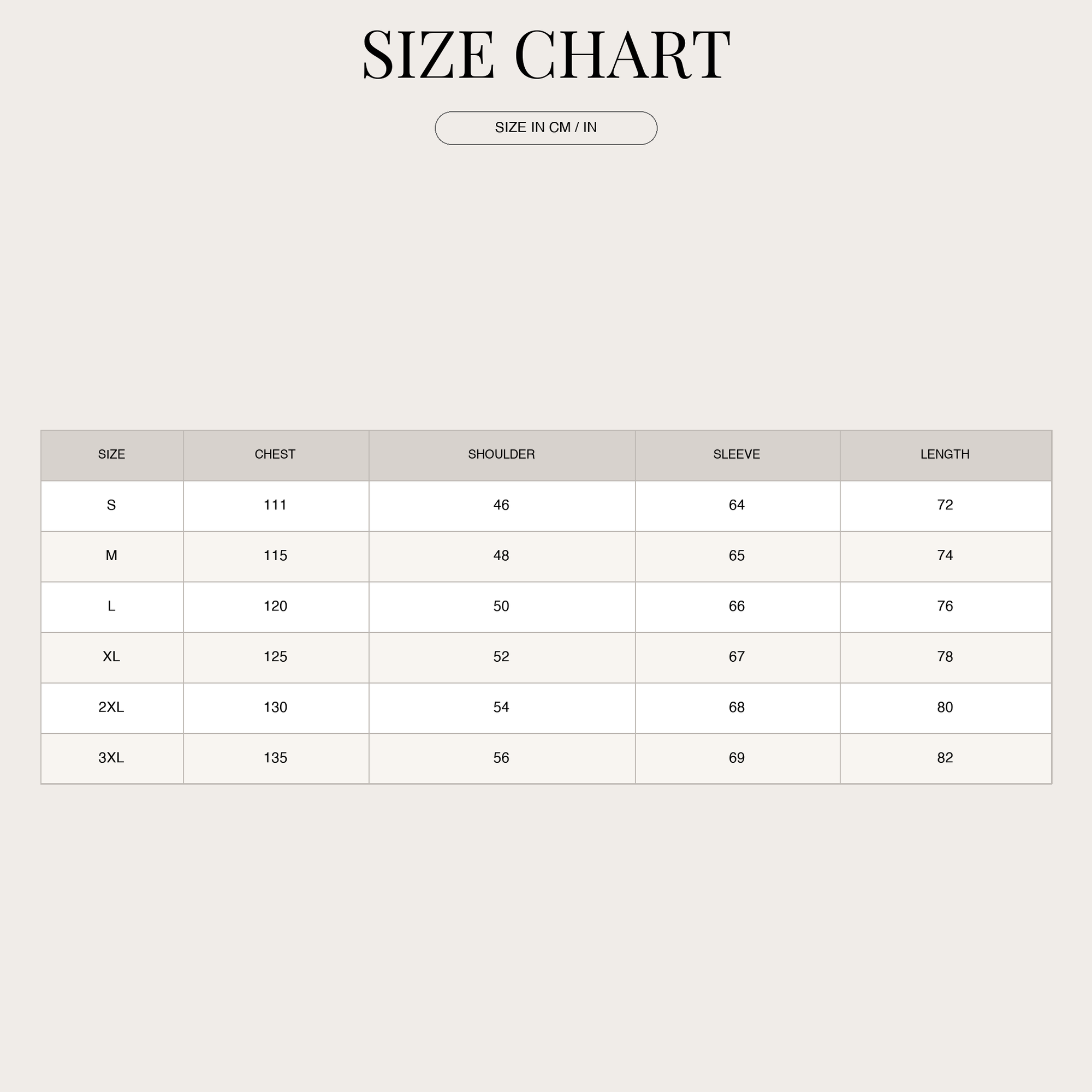 Size chart