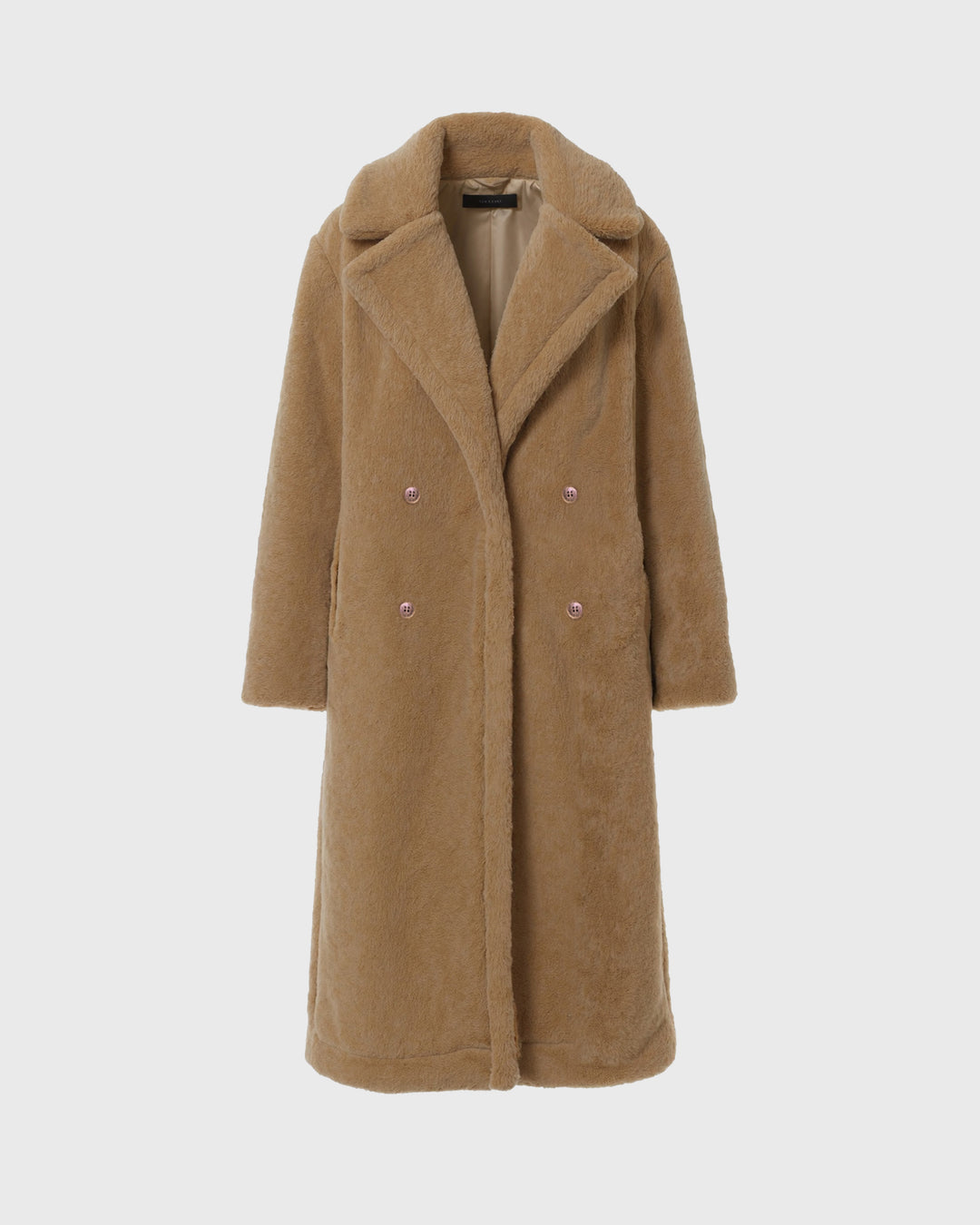 Langer Teddy-Mantel mit gerader Silhouette und Seitentaschen für Frauen
