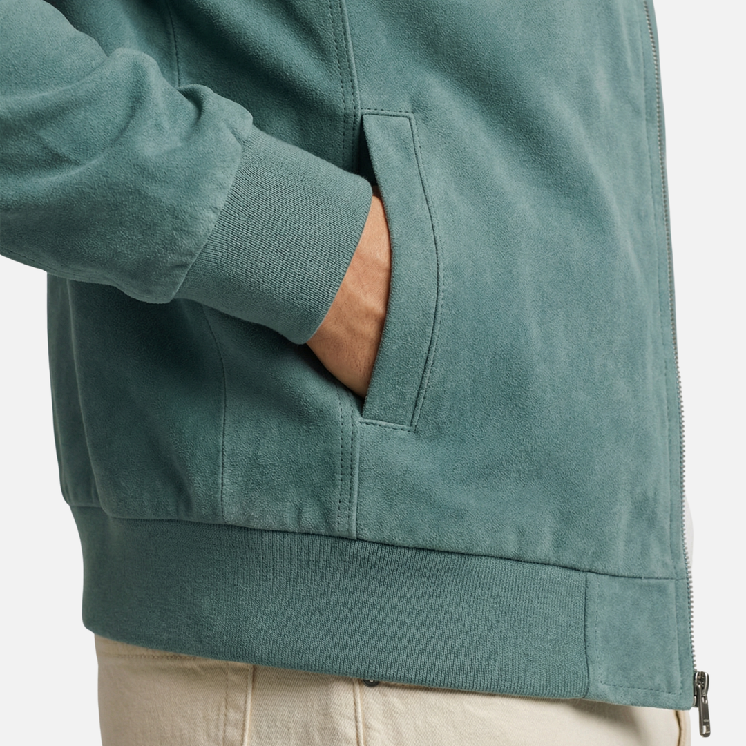 Jachetă bomber casual pentru bărbați, aspect velur