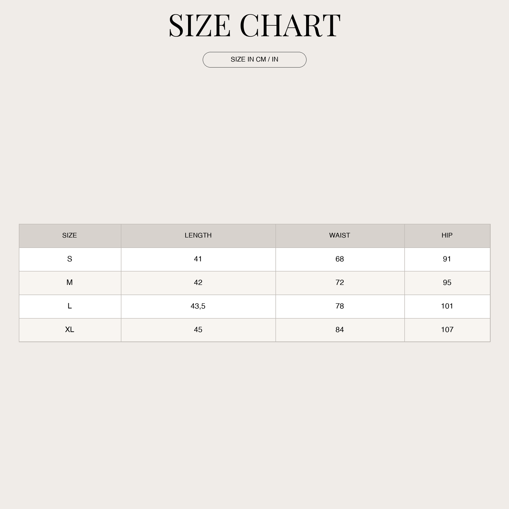 Size chart