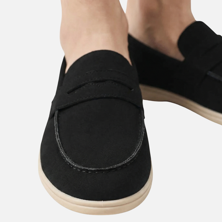 Lehké pánské penny loafer mokasíny z broušené kůže s polstrovanou stélkou