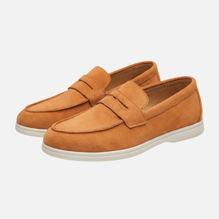 Lehké pánské penny loafer mokasíny z broušené kůže s polstrovanou stélkou