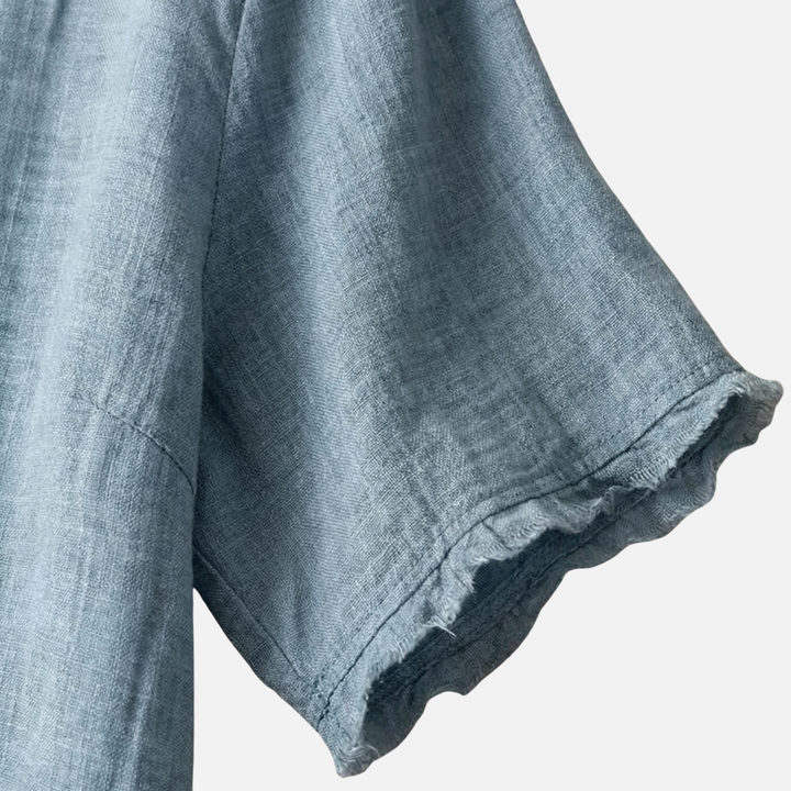 Light summer linen blouse – loose cut with Peter Pan collar for women