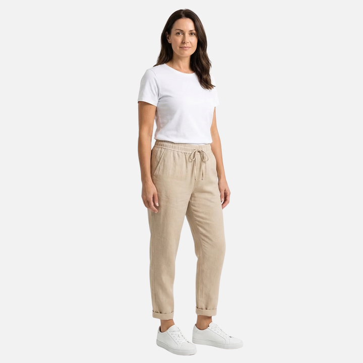 Leichte Sommer Leinenhose mit Stretch – Reguläre Passform für Damen