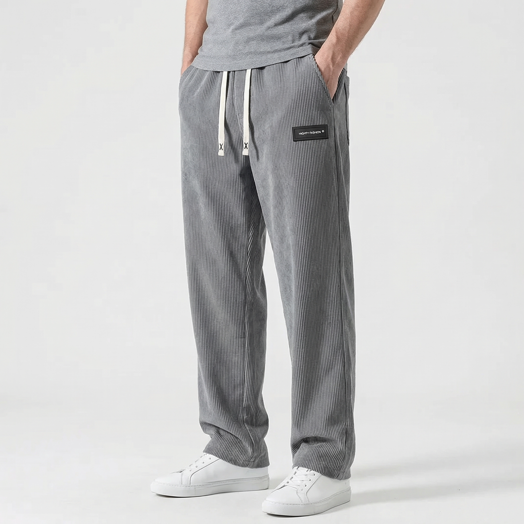 Light stretch corduroy pants with drawstring for men