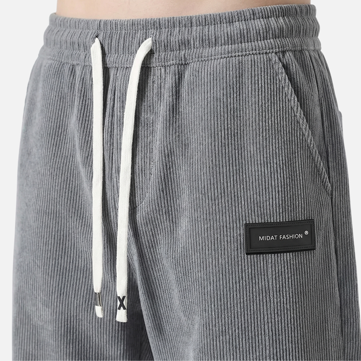Light stretch corduroy pants with drawstring for men