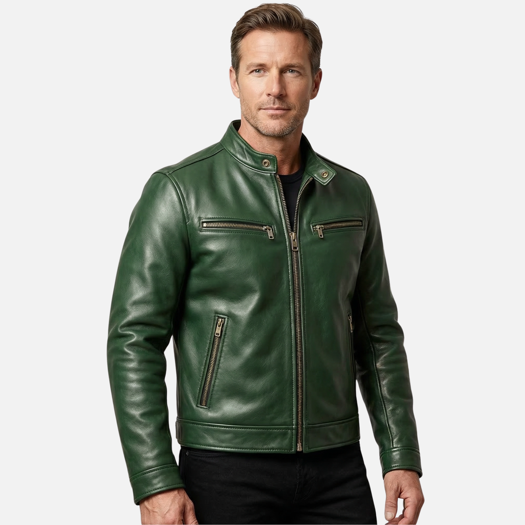 Lightweight vintage jacket with cotton lining and zipper for men