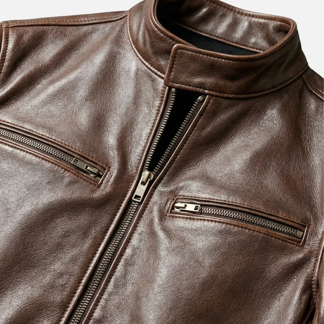 Lightweight vintage jacket with cotton lining and zipper for men