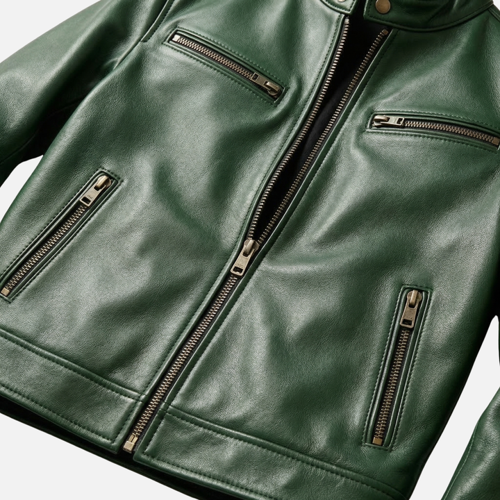 Lightweight vintage jacket with cotton lining and zipper for men