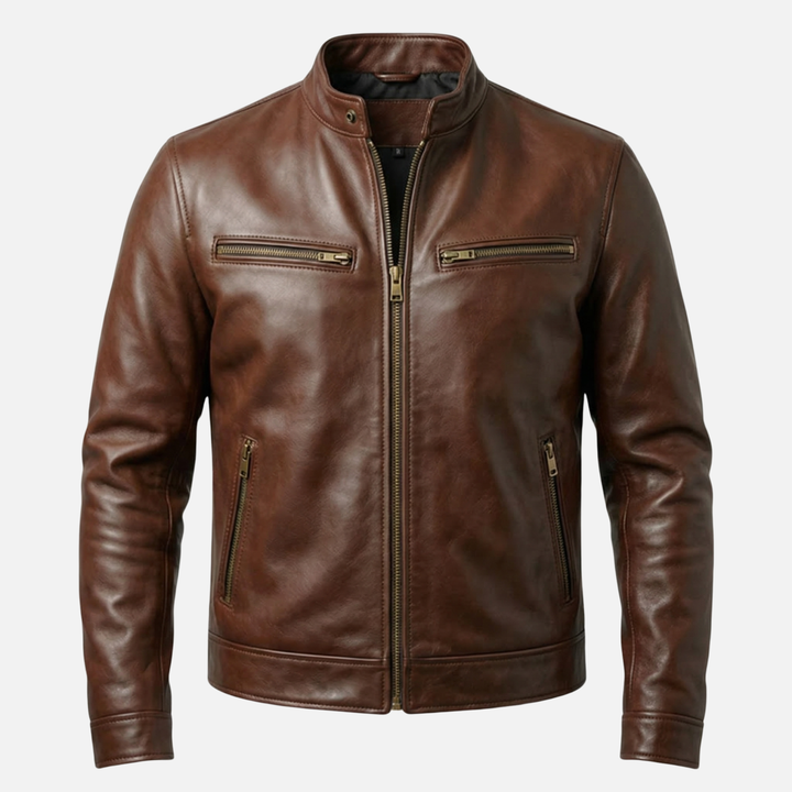Lightweight vintage jacket with cotton lining and zipper for men