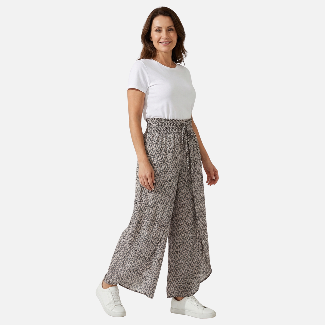 Pantaloni casual leggeri larghi con vita alta per donna