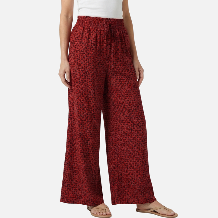 Pantaloni casual leggeri larghi con vita alta per donna