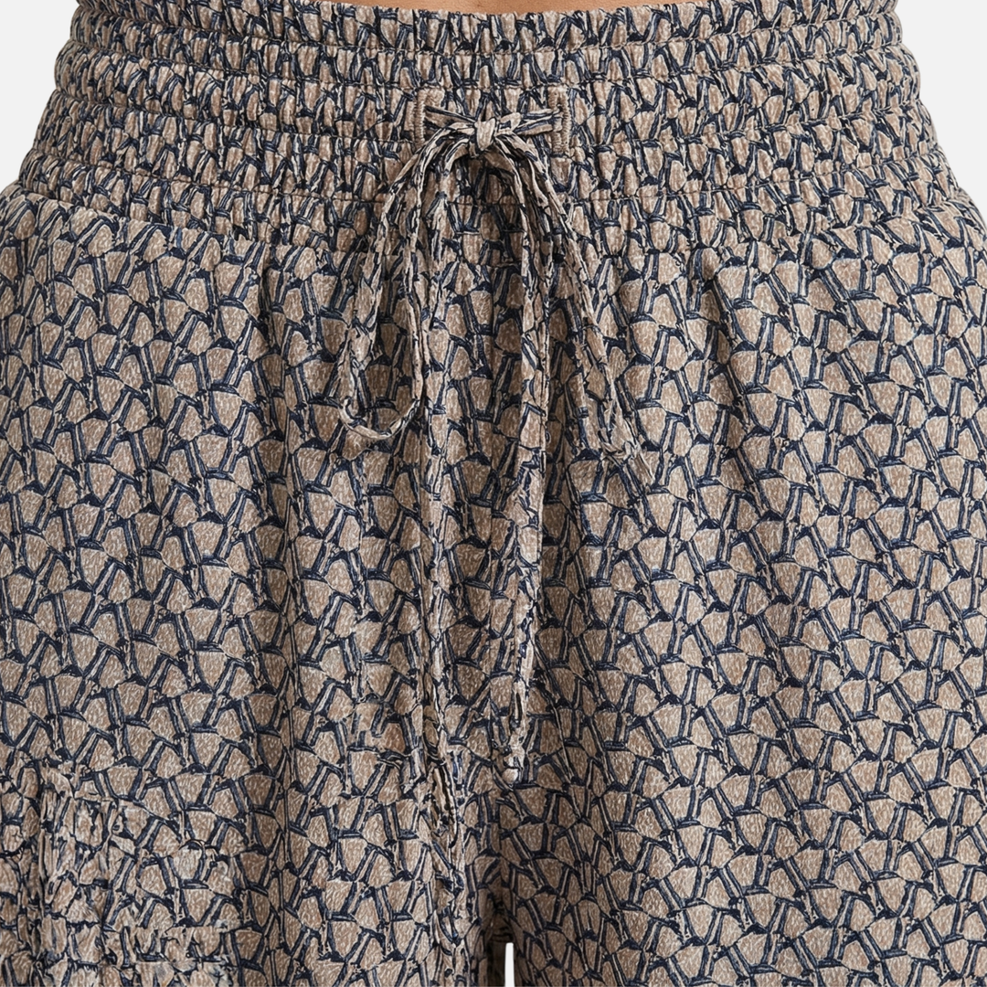 Pantaloni casual leggeri larghi con vita alta per donna