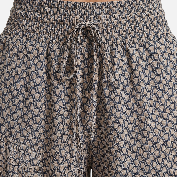 Pantaloni casual leggeri larghi con vita alta per donna