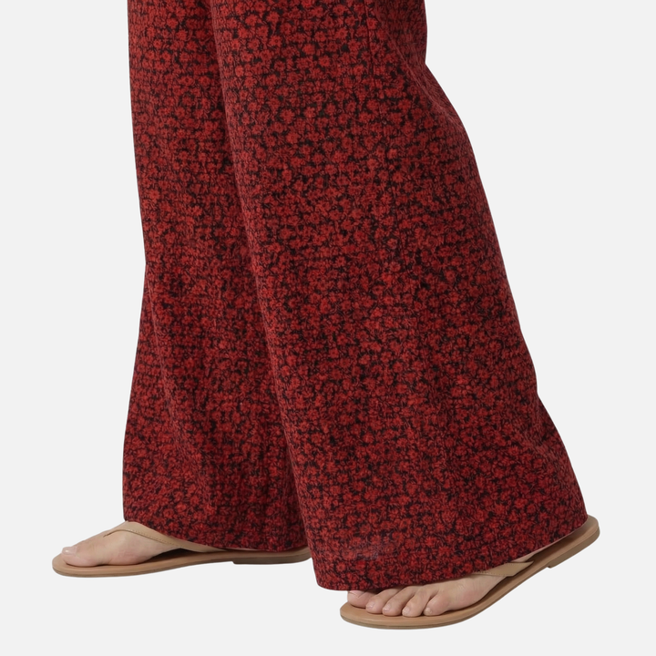 Pantaloni casual leggeri larghi con vita alta per donna
