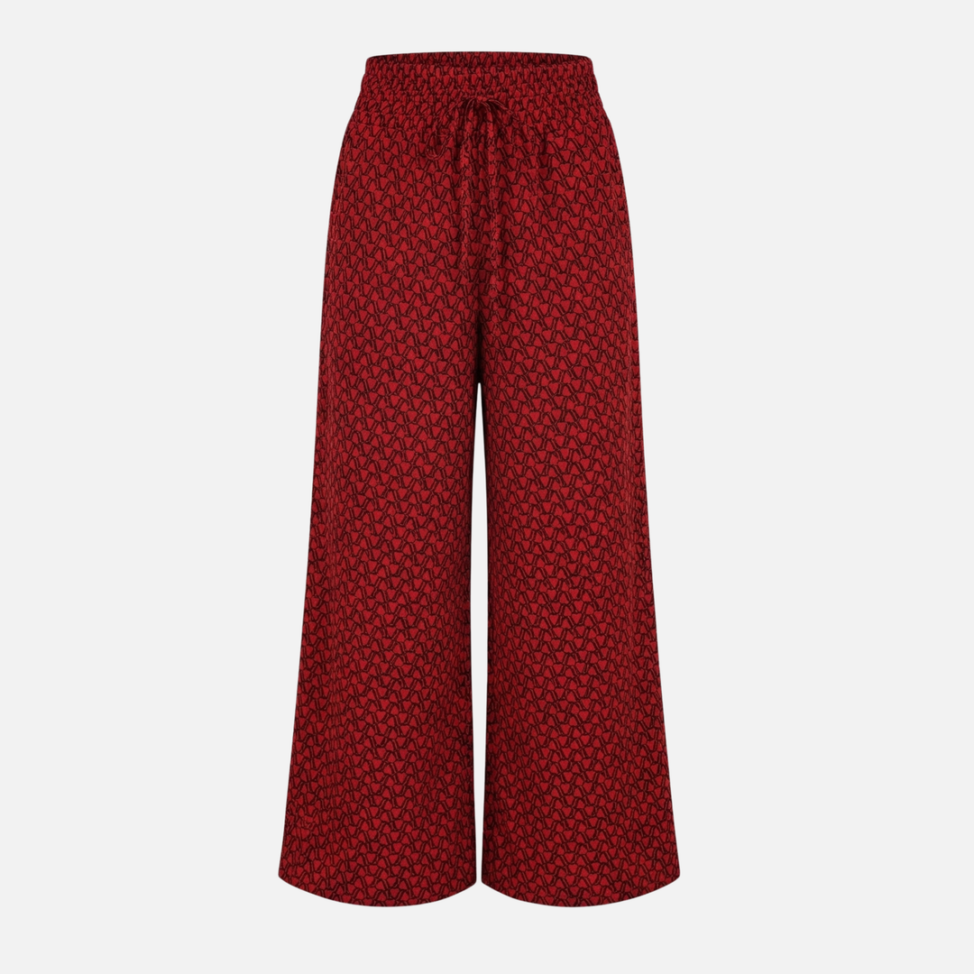 Pantaloni casual leggeri larghi con vita alta per donna