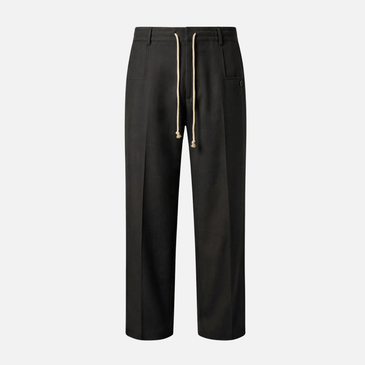 Light breathable fabric pants with pleats and adjustable waistband for men