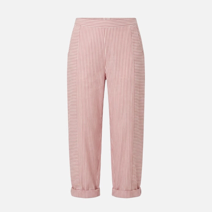 Light striped tapered pants with high waist for women