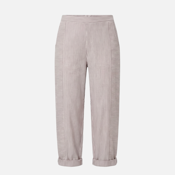Light striped tapered pants with high waist for women