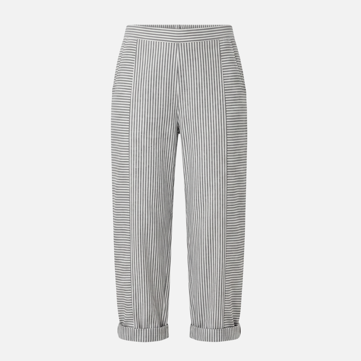 Light striped tapered pants with high waist for women