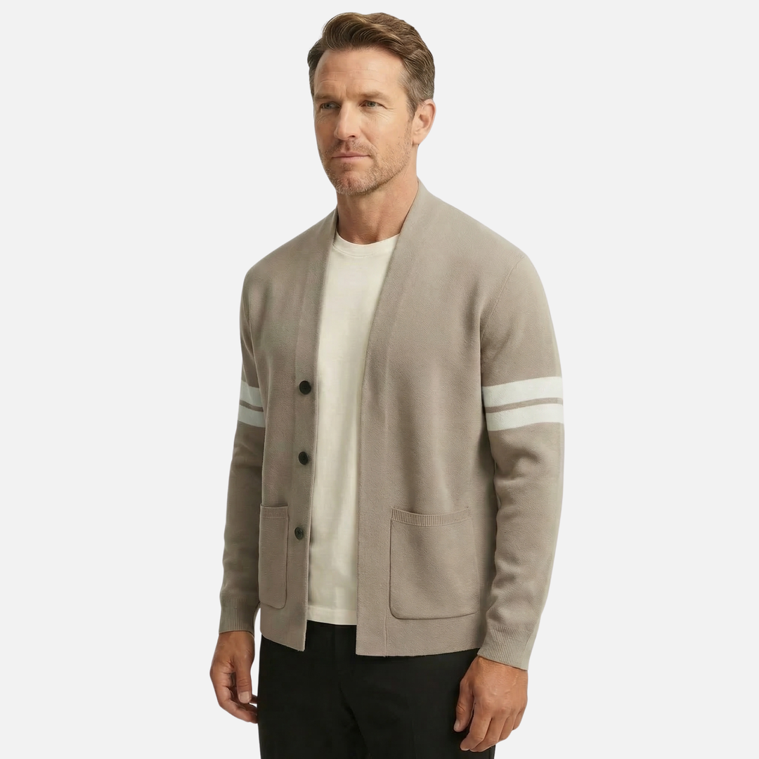 Light tailored merino cardigan with pockets for men