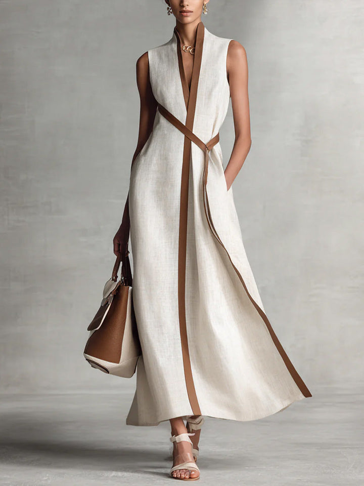 Leichtes_Breeze_Kleid_fuer_Damen_Aermellos_mit_Mandarin_Kragen_2