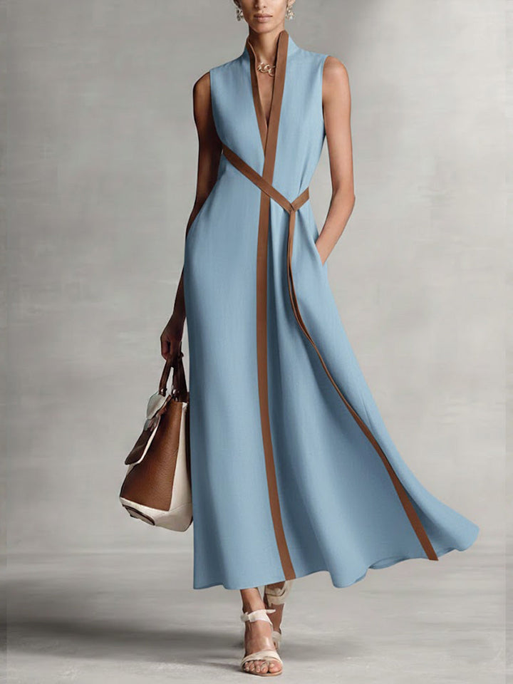 Leichtes_Breeze_Kleid_fuer_Damen_Aermellos_mit_Mandarin_Kragen_3