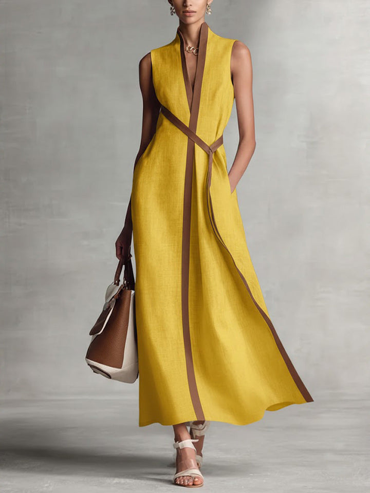 Leichtes_Breeze_Kleid_fuer_Damen_Aermellos_mit_Mandarin_Kragen_4