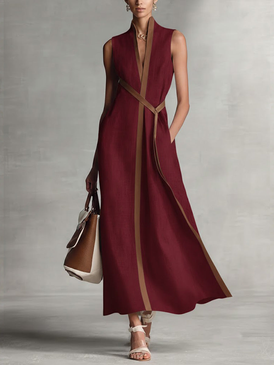 Leichtes_Breeze_Kleid_fuer_Damen_Aermellos_mit_Mandarin_Kragen_5