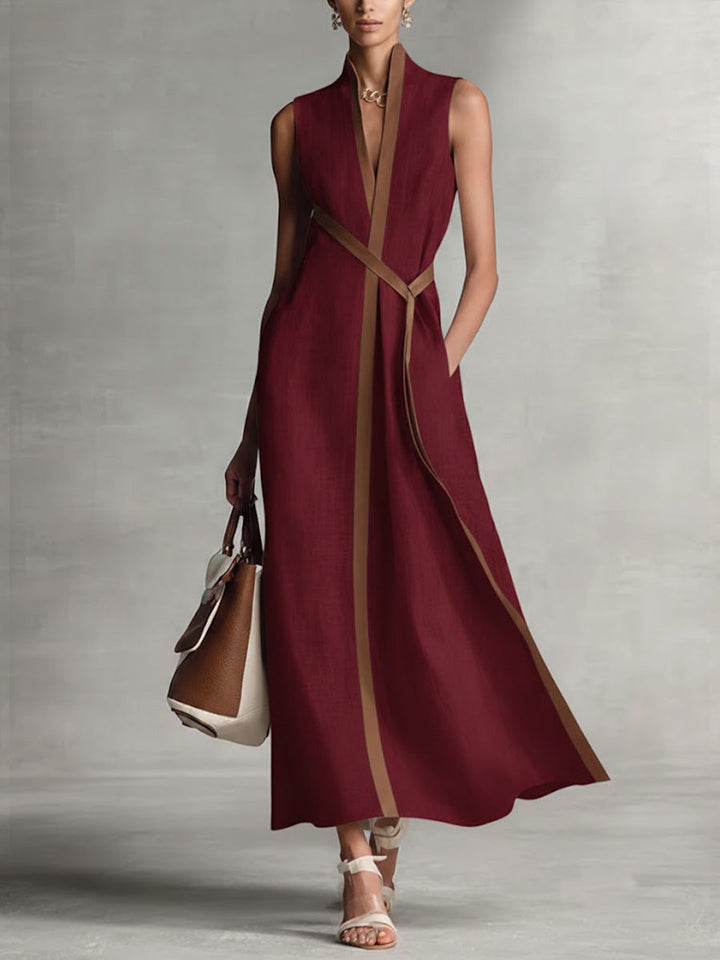 Leichtes_Breeze_Kleid_fuer_Damen_Aermellos_mit_Mandarin_Kragen_5