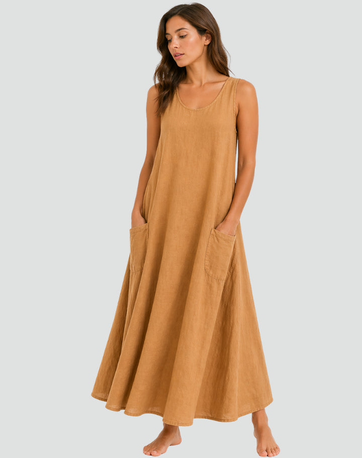 Leinen_Maxikleid_fuer_Damen_Weiter_Schnitt_mit_Taschen_7