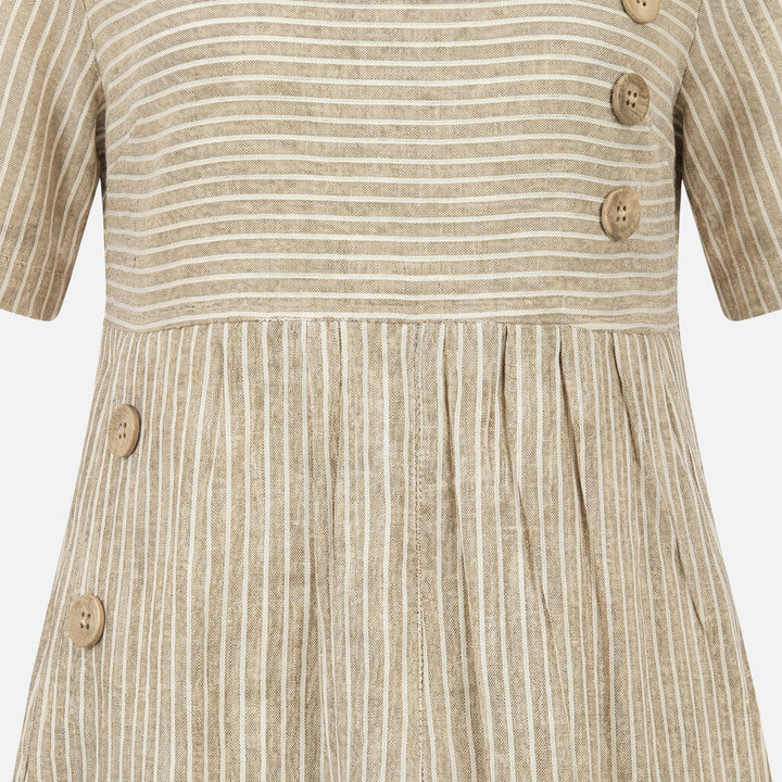 Leinen Midikleid mit durchgehender Knopfleiste für Damen