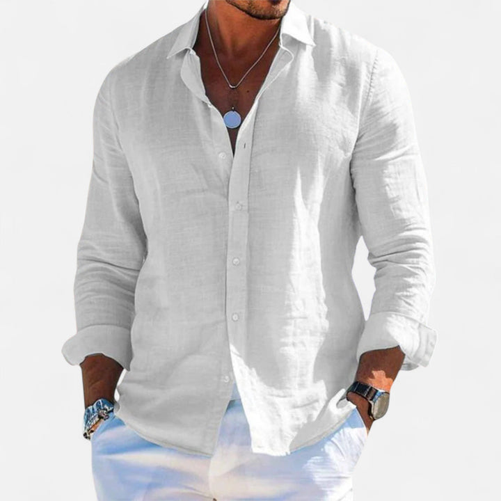 Leinen_Sommerhemd_Button_Down_mit_Roll_Up_Aermeln_fuer_Herren_1